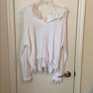 Waffle knit ripped crop top size S/M